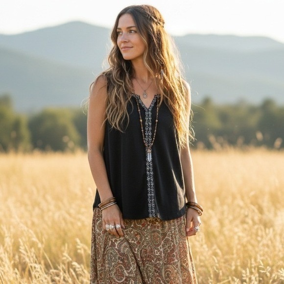 Kuhl Tops - Kuhl Shay Tank Top Womens Black Sleeveless‎ Embroidered Size S Boho Hippie